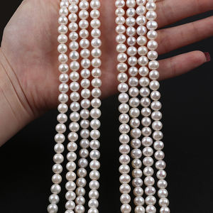 פנינים טבעיות הסיטונאיות 7-8 מ "מ לבן בקרשים פנינים עגולות - Product Image 2