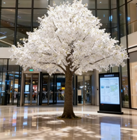 Grand arbre artificiel d'extérieur avec fleurs, cerisier rose en soie, grande décoration florale pour la maison