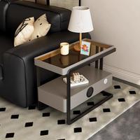 Table d'appoint en bois massif et acier au carbone, style minimaliste italien, table d'angle, petite table de salon, table d'appoint pour la maison, utilisation domestique, Bluetooth mobile