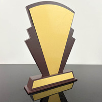 Plaque en métal doré gravée sur mesure, plaque en bois, trophée en bois en forme d'éventail pour événement professionnel, souvenir de championnat, cadeau