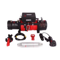 Treuil électrique tout-terrain pour véhicule 12V/24V 4500W avec moteur et câble synthétique, treuil portable pour remorquage, sauvetage et récupération de véhicule
