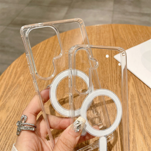 Chống Sốc Trong Suốt Acrylic Magnetic Điện Thoại Di Động Trường Hợp Đối Với Samsung Galaxy S25 Siêu S24 S23 S22 S21 A35 A36 Rõ Ràng Cover Quay Lại - Product Image 4