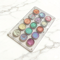 Palette de fards à paupières acryliques rechargeables 15 couleurs, boîte magnétique, organiseur de maquillage cosmétique, beauté duochrome diamant, étui pour 26 mm de fards