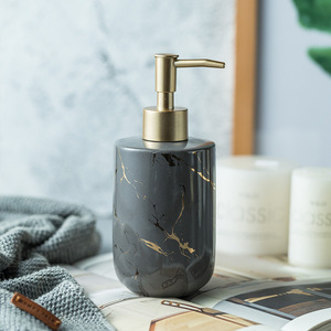 Distributeur de savon liquide en céramique minimaliste, pompe manuelle, bouteille rechargeable pour salle de bain et bureau - Product Image 3
