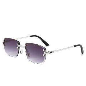 WL2001 New Rimless Metal Rimmed Frame Sun Glasses <b>Retro</b> Punk <b>Sunglasses</b> Designer Custom UV400 Shades - Product Image 2