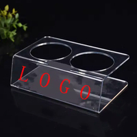 Présentoir à boissons en acrylique moderne et personnalisé à deux niveaux pour usage intérieur/extérieur, surface polie, pour hôtels