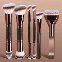 Ensemble professionnel de 16 pinceaux de maquillage à double extrémité, poils synthétiques doux, virole en aluminium or rose, outils cosmétiques pour le visage et les yeux