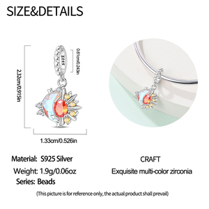Vente en gros de breloques en argent sterling 925 en forme d'étoile, de fleur et de ballon, perles, pendentifs pour bracelet théière haut de gamme, accessoires de bijoux DIY, cadeau - Product Image 5