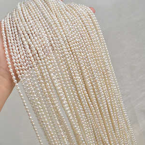 Cuentas de Arroz Keshi WENCHI 1140 de 3-4 mm, Perlas Naturales de Agua Dulce Blancas de 37 cm para Joyería Hecha a Mano y Collares de Perlas - Product Image 3