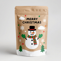 Pochette Doypack en papier kraft écologique recyclable, personnalisable, refermable avec fermeture éclair, pour cadeaux alimentaires de Noël