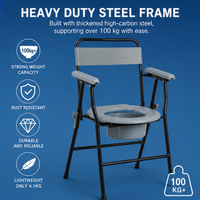Chaise de toilette pliable en acier, capacité 100 kg, avec couvercle, pour personnes âgées et soignants - Équipement médical et soins - Ventes flash