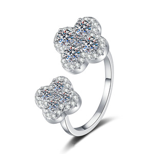 Bague de fiançailles WEIZI 1,08 CT en moissanite, motif trèfle, plaqué argent, pour femme, luxe, sertissage pavé, certifiée GRA, classique, 99 % pure - Product Image 5