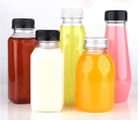 250ml forme de corps unique carré rond pour jus boisson eau boisson tasse vide jetable clair Pet bouteilles en plastique avec bouchon