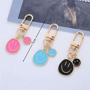 Manufacture Round Smile Metal Keychains Golden Zinc Alloy Offset Printing Stock Keyholder with Pendant Enamel Printed Keychains - Product Image 2