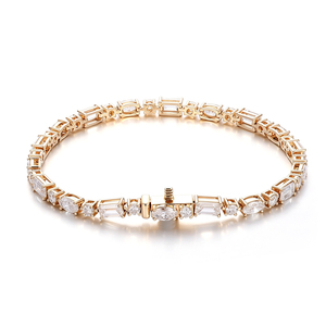 กำไลเพชรทรงเหลี่ยมมรกตสั่งทำพิเศษ กำไลทองแท้ 14k18k ดีไซน์ทันสมัยสำหรับผู้หญิง เครื่องประดับคลาสสิกสำหรับใส่ทุกวัน สร้อยเทนนิส - Product Image 2