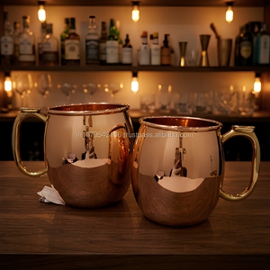 Solid Copper Tea <b>Mug</b> <b>Gold</b> Plated Minimalist Design Single Wall for Adults Home Use - Product Image 2