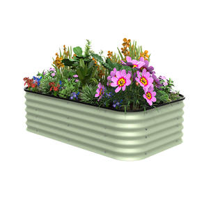 Chine qualité ovale jardin métal grande boîte à fleurs extérieur décoratif <span class=keywords><strong>en</strong></span> aluminium planteur métal surélevé lit de jardin - Product Image 2