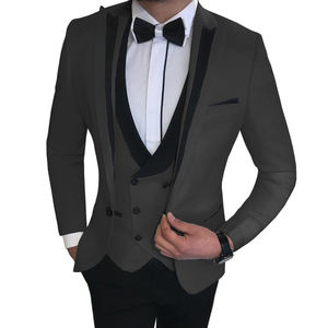 Vente en Gros de Costumes Hommes Blancs 3 Pièces Noir à Revers Châle Tuxedos de Marié Décontractés pour Mariage Garçons d'Honneur Hommes - Product Image 3