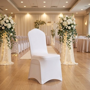 Housse <span class=keywords><strong>de</strong></span> Chaise Élastique Blanche en Polyester Spandex pour Mariages, Banquets et Événements - Product Image 2