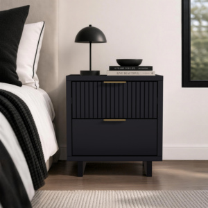 Nightstand Black <b>Storage</b> <b>Drawer</b> Cabinet Modern Bedroom Furniture - Product Image 5