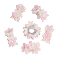 Perles de résine en forme de fleur à grand trou, entretoises, vente en gros, pour DIY, chaînes de téléphone, porte-clés, stylos