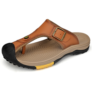 Sandalias Cómodas y Transpirables de Cuero Vacuno para Hombre, Sandalias Casuales Abiertas con Plataforma Plana, Amortiguación Suave, Antideslizantes, para Verano - Product Image 4