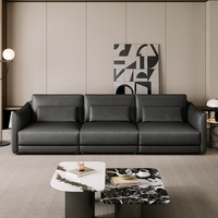 Canapé inclinable électrique sectionnel en cuir véritable de style minimaliste italien 3 places Canapé sectionnel moderne noir