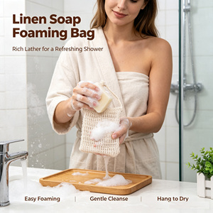 Sac en filet de sisal écologique pour <span class=keywords><strong>savon</strong></span>, pochette moussante pour <span class=keywords><strong>savon</strong></span>, sac exfoliant pour le corps, sac réutilisable pour économiser le <span class=keywords><strong>savon</strong></span>, pour la salle de bain et la <span class=keywords><strong>douche</strong></span> - Product Image 6