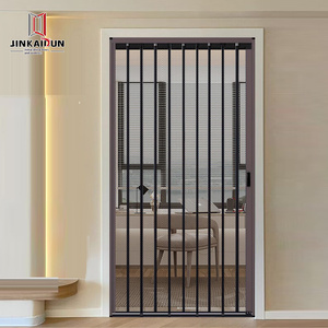 Puerta Corredera Moderna de Malla de Acero Inoxidable, Plegable, Antimosquitos, Antipersonas, Antirrobo, con <span class=keywords><strong>Ruedas</strong></span> Giratorias - Product Image 1