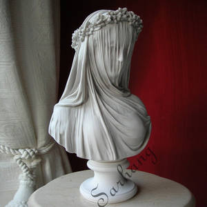 <span class=keywords><strong>Statue</strong></span> de buste de fille en <span class=keywords><strong>marbre</strong></span> noir, buste féminin fermé avec un <span class=keywords><strong>voile</strong></span> - Product Image 2