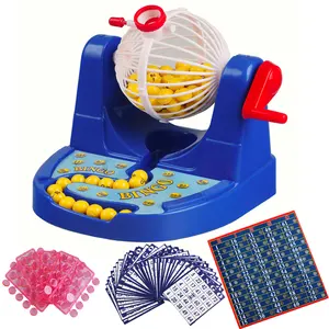 Set Bingo Plastik Termasuk Bingo Cage Master Board Kartu Campuran 75 Bola Panggilan Chip Warna-warni Mainan Ideal untuk dan Anak-anak Laki-laki Perempuan