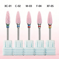 OYL Fraise à ongles professionnelle en forme de maïs rose, 5 grains – Tête de polissage en céramique durable pour le retrait du vernis gel et des cuticules