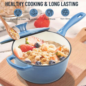 Set di 11 Pezzi di Pentole in Ghisa Smaltata Antiaderente per Cucina, Set di Casseruole e Pentole in Ferro Smaltato - Product Image 5