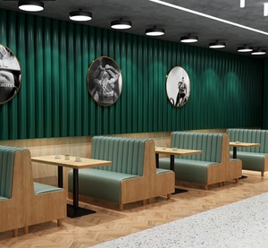 Tùy Chỉnh Nhà Hàng Bằng Gỗ Gian Hàng Chỗ Ngồi Ghế <span class=keywords><strong>Sofa</strong></span> Băng Ghế Dự Bị Với Bảng Bộ Nửa Vòng Tròn Gian Hàng Băng Ghế Dự Bị Cho Nhà Hàng Cửa Hàng - Product Image 4