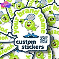 Adesivo Personalizado com Código QR Recortado para Clube de Tênis e Quadra de Tênis Indoor, Adesivos de Vinil à Prova d'Água, Cartões Promocionais Personalizados