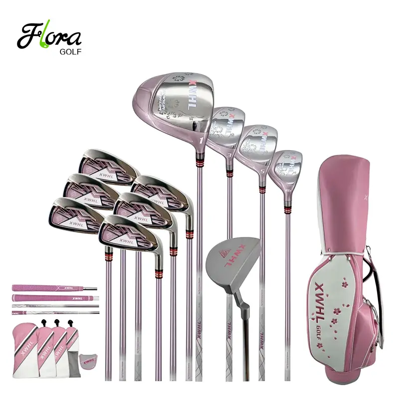 Personalizado de alta calidad OEM completo de la mujer rosa Club de Golf Set para diestros Golf Club Set con bolsa personalizada