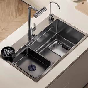 Fregadero de Cocina de Montaje Superior Fácil de Limpiar con Estructura Resistente y Excelente Aislamiento Acústico para Uso Diario - Product Image 1