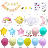 Kit de ballons en aluminium Arc-en-ciel Nuage Soleil Lune, Guirlande d'arche de ballons Macaron, Décorations de fête Joyeux Anniversaire pour Enfants et Baby Shower