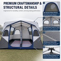 Tente de camping Oxford multi-personnes à deux étages, deux chambres, double couche, quatre saisons, nouvelle collection 2026, vente en gros, OEM/ODM, logo personnalisé, directement de l'usine