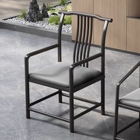 Nouveau fauteuil Taishi de style chinois avec accoudoirs ronds, structure métallique, assise rembourrée, mobilier moderne pour salon et maison