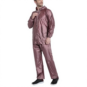 Survêtement imperméable à capuche pour homme, couleur unie, polyester, décontracté, avec poches latérales et fermeture à boutons - Product Image 4