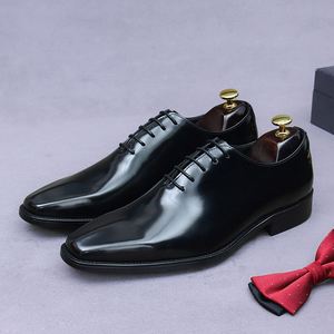 Zapatos de Vestir Formales para Hombre Hechos a Mano, Antideslizantes, Cómodos, de Lujo, de Alta Calidad, de Cuero Genuino, con Punta en Pico, con Cordones Oxford, Ligeros - Product Image 1
