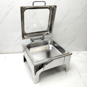 طبق تسخين فاخر من الفولاذ المقاوم للصدأ فضي تجاري مربع أواني وقود مدفئة للطعام - Product Image 5