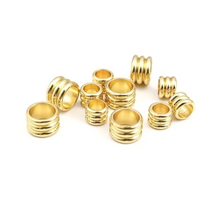 Stainless Steel Three Groove <b>Beaded</b> Ring For Leather Cord <b>Bracelet</b> DIY Spacer Sleeve <b>Gold</b> Silver Color Unisex Jewelry Making - Product Image 3