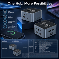 Station d'accueil USB C 13-en-1, chargeur sans fil 15W, HDMI 4K 60Hz, hub Type C 10 Gbps, Ethernet Gigabit, PD 100W pour ordinateur portable
