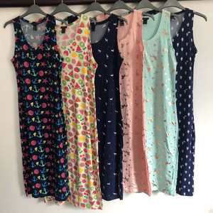 High Quality Women Mini Spring Summer Sleeveless Sexy Loose Women'S Casual Dress Printed Stock Round Neck Dresses - Product Image 2
