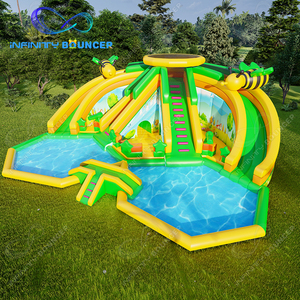 Thương mại khổng lồ trượt nước sân sau Inflatable trượt nước ngoài trời đôi Lane Vàng trượt với hồ bơi - Product Image 4