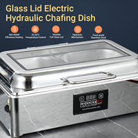 Chauffe-Plat Rectangulaire de Luxe 9L en Verre Intégral avec Écran Tactile Électrique, Présentoir Alimentaire Visible, Ensemble de Service Commercial pour Buffet