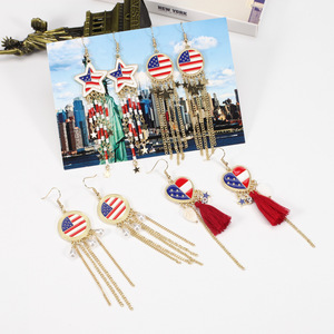 Pendientes con diseño <span class=keywords><strong>de</strong></span> bandera estadounidense, estrella <span class=keywords><strong>de</strong></span> cinco puntas, rojo, blanco y azul, para el Día <span class=keywords><strong>de</strong></span> la Independencia - Product Image 4