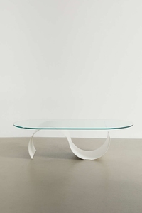 Mobili da soggiorno in stile semplice nordico tavolo centrale tavolino da caffè con Base a <span class=keywords><strong>S</strong></span> in vetro manomesso trasparente rettangolare moderno - Product Image 2